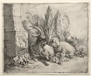 Bust at the Bottom of a Pyramid, by Johann Heinrich Roos, 1665