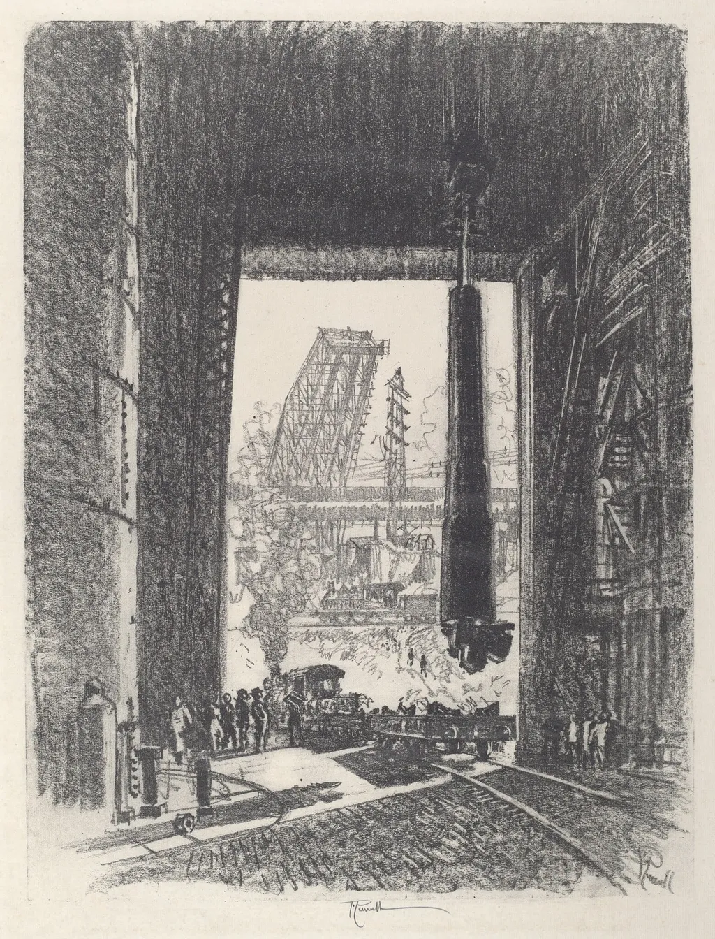 The Gun Pit, No.I, by Joseph Pennell, ink, 1917