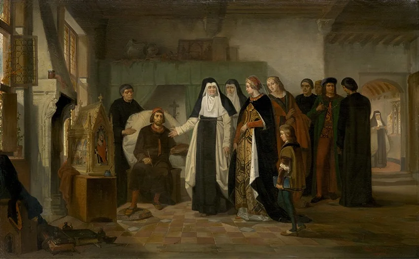 Memling schildert de Rijve van de Heilige Ursula, detail