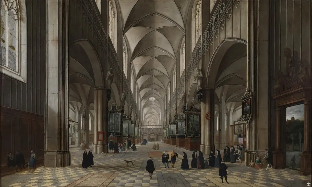 Church in Flanders or The Mass, by Pieter Neefs the Elder, oil, 1618