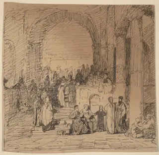 Study after Old Master, by Elihu Vedder, ink, 1858