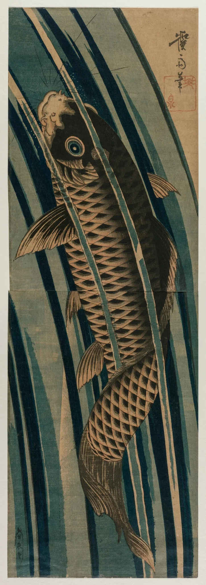 Carp Ascending a Waterfall, detail