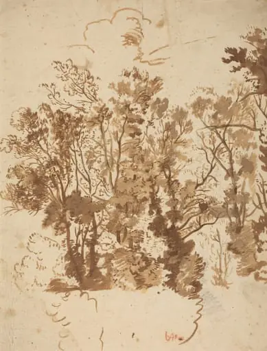 Landscape Study, by Bartholomeus Breenbergh, chalk, 1631