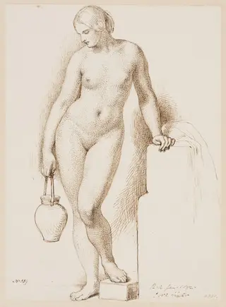 Study of female figure, by Charles West Cope, 1852