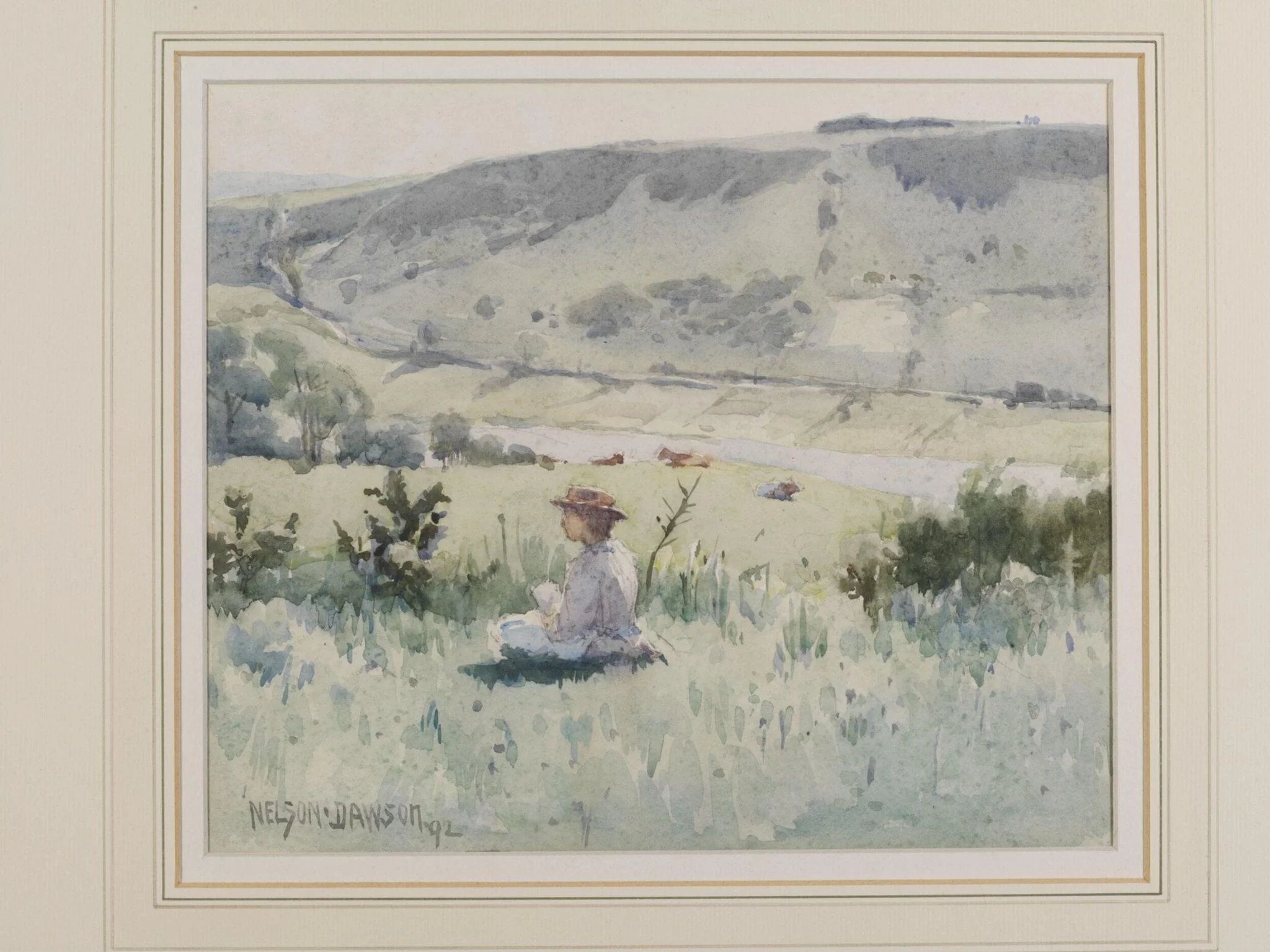Landscape with a seated figure, detail