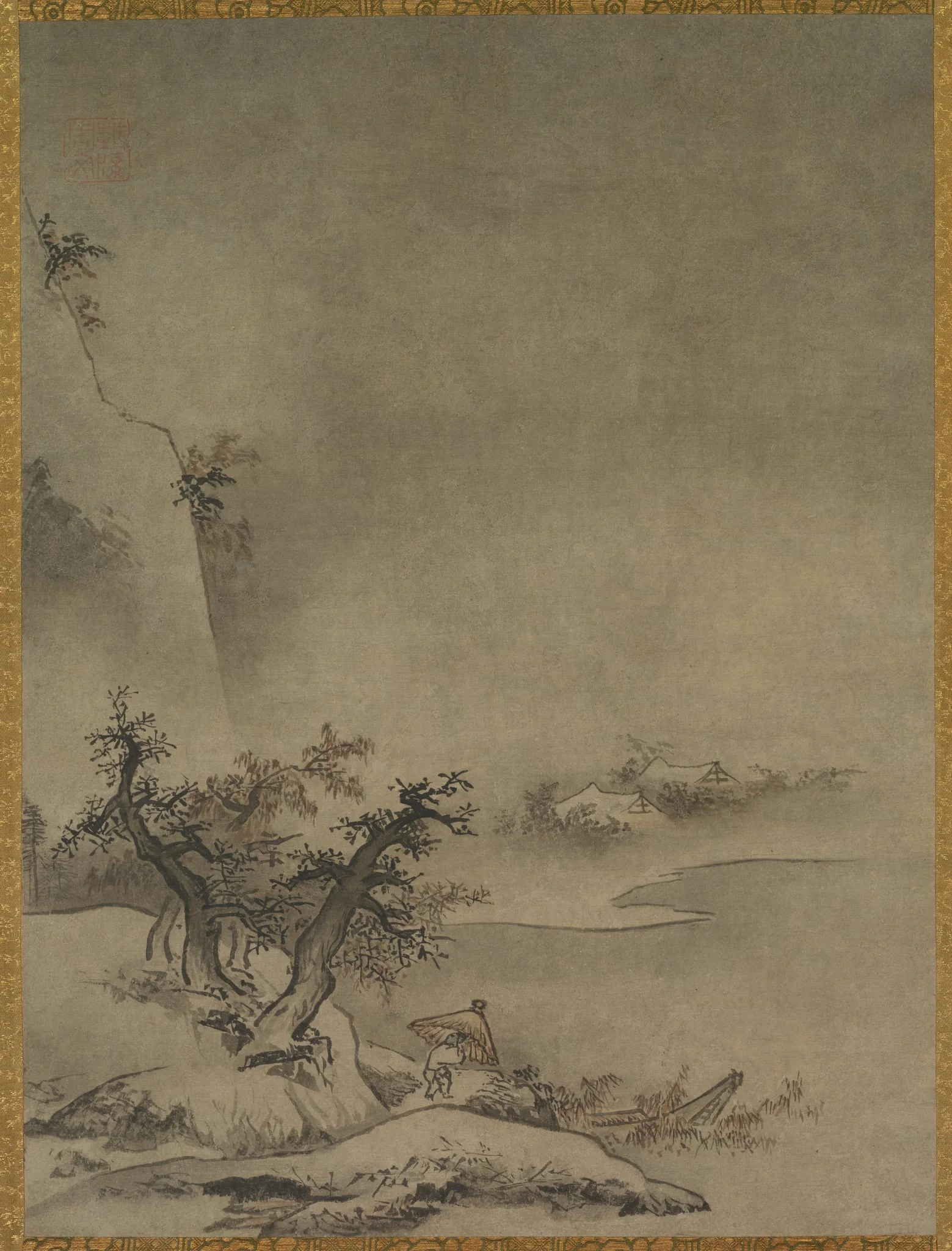 Chinese Servant Walking in the Rain, detail