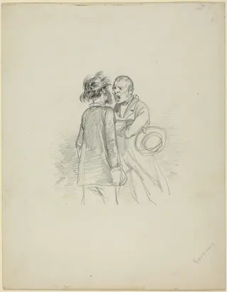 Two Men Arguing, by Paul Gavarni, graphite, 1835