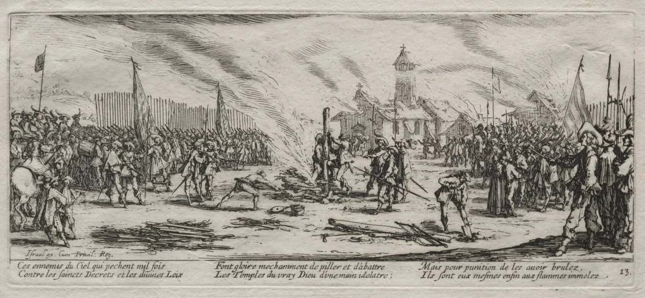 The Large Miseries of War: Burning at the Stake, detail