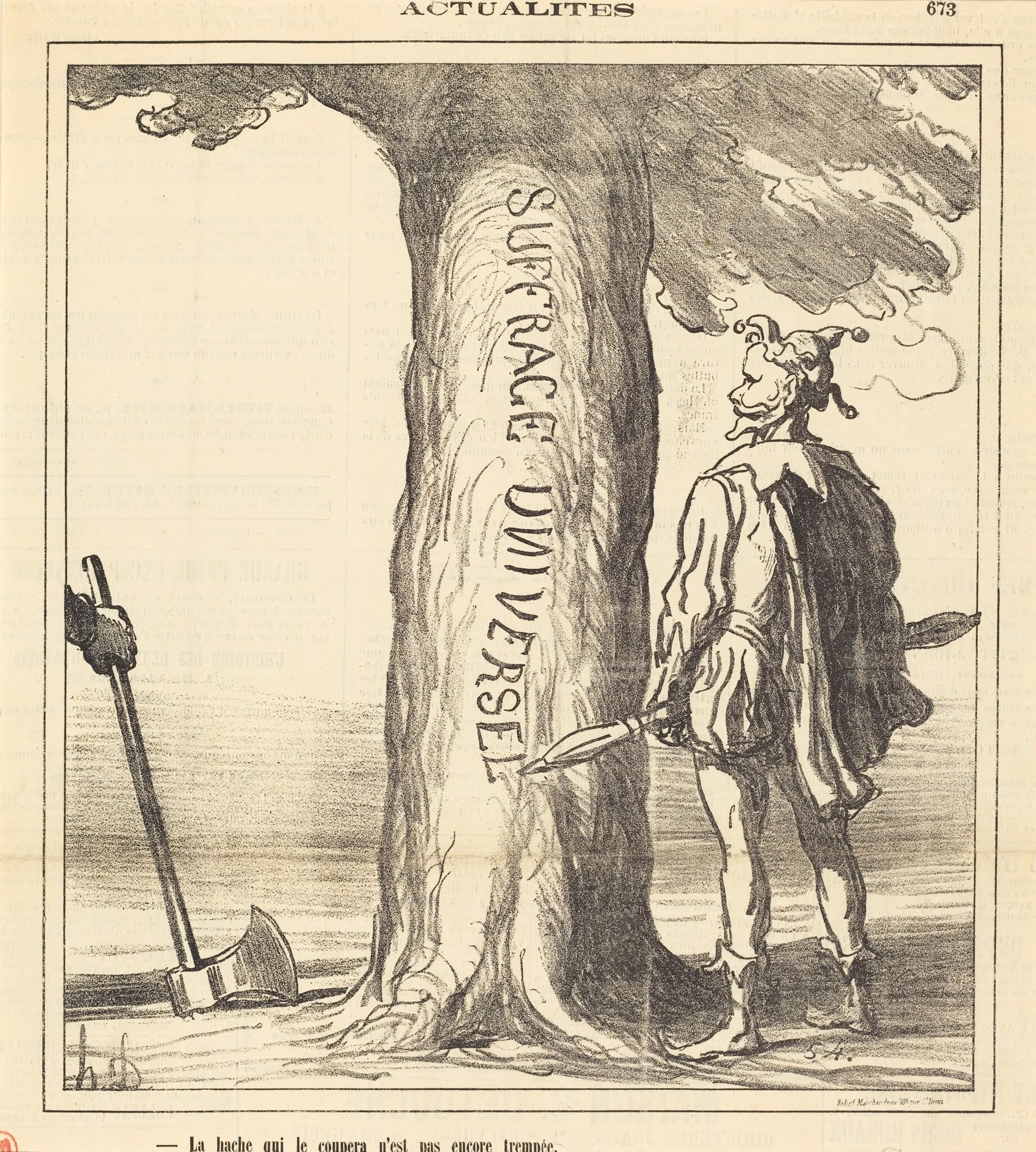 La hache qui le coupera n'est pas encore trempée, detail