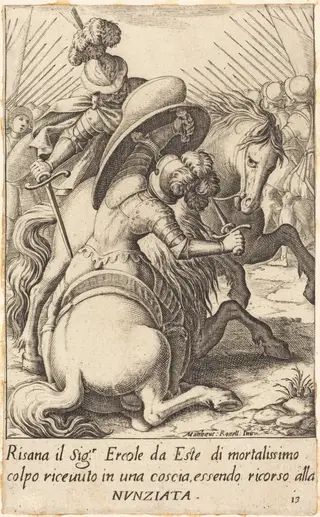 Hercule d'Este, by Jacques Callot, ink, 1619