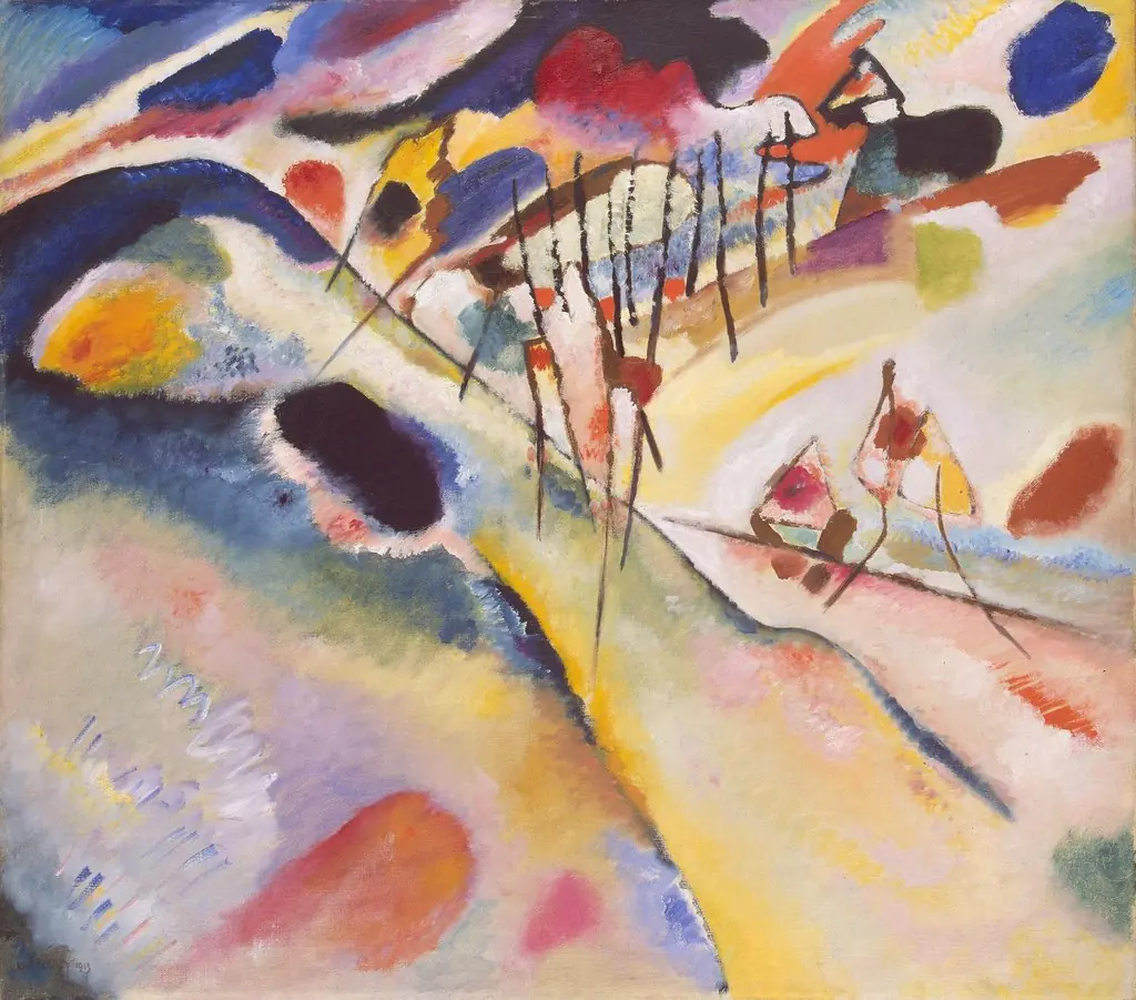 Landscape, by Wassily Kandinsky, oil, 1913