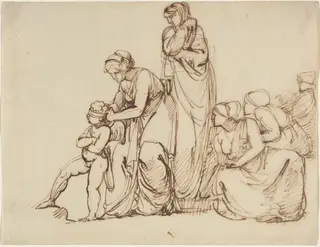 The Blindfolding of Cupid, by George Romney, ink, 1797