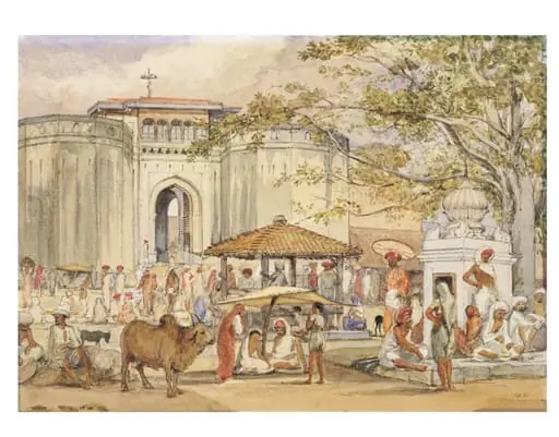 Gateway to the Shanwar Palace, by William Carpenter, paint, 1850