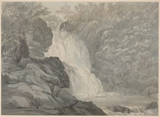 Mawddach Falls near Dolgelly, by John Webber, graphite, 1790