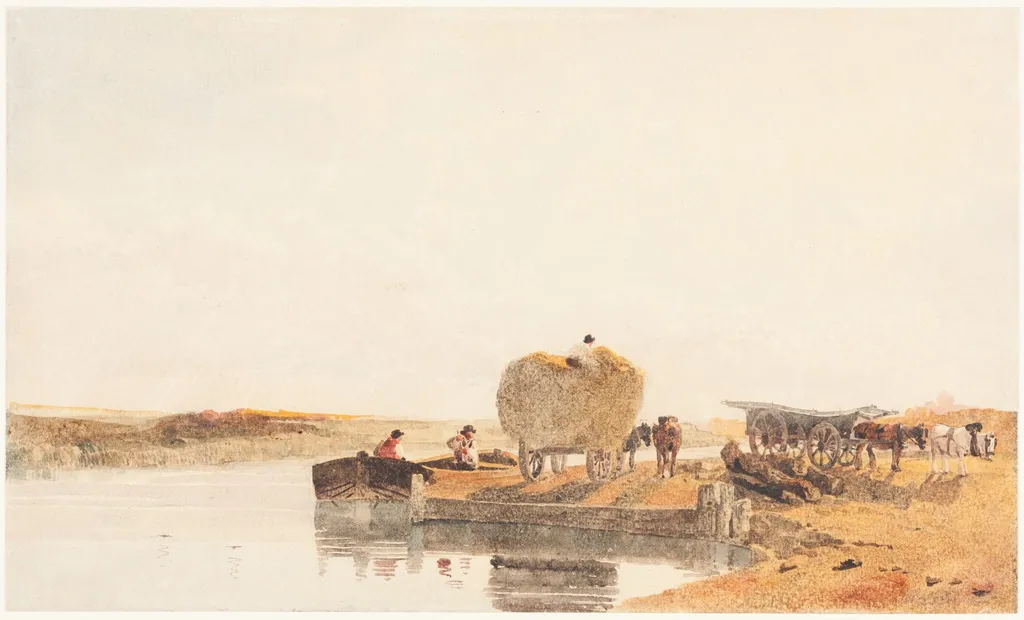 Evening on the Foss Dyke near Lincoln, by Peter De Wint, graphite, 1816
