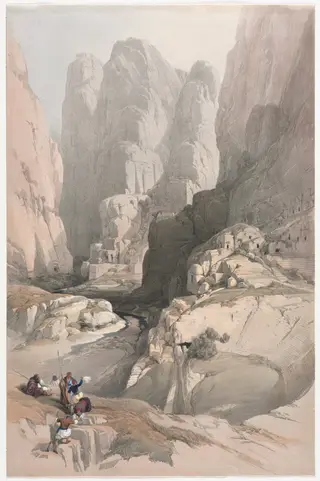 Entrance to Petra, the Theatre, by David Roberts, 1839