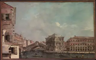 The Grand Canal above the Rialto, by Francesco Guardi, oil, 1760