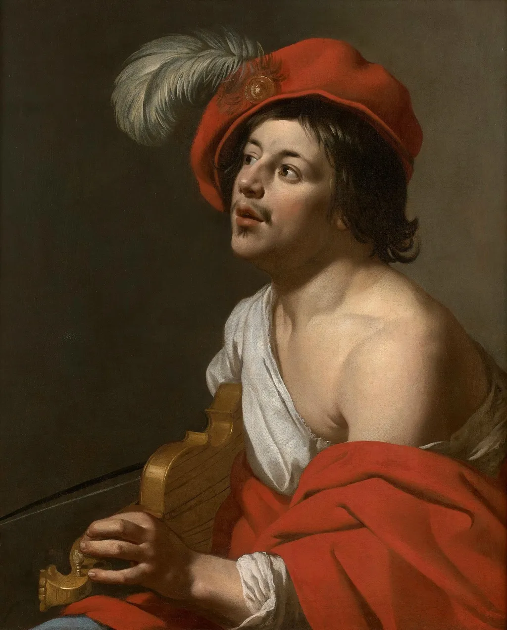 Young man tuning his violin, by Jan van Bijlert, oil, 1630