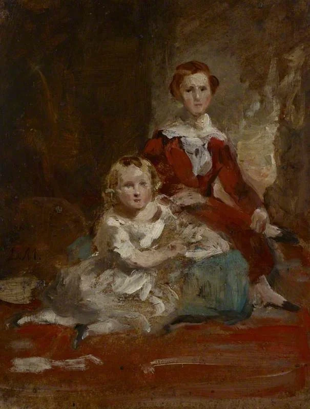 A Portrait Study of Two Children in a Landscape (Reverse: Study of a Young Man in an Interior), detail
