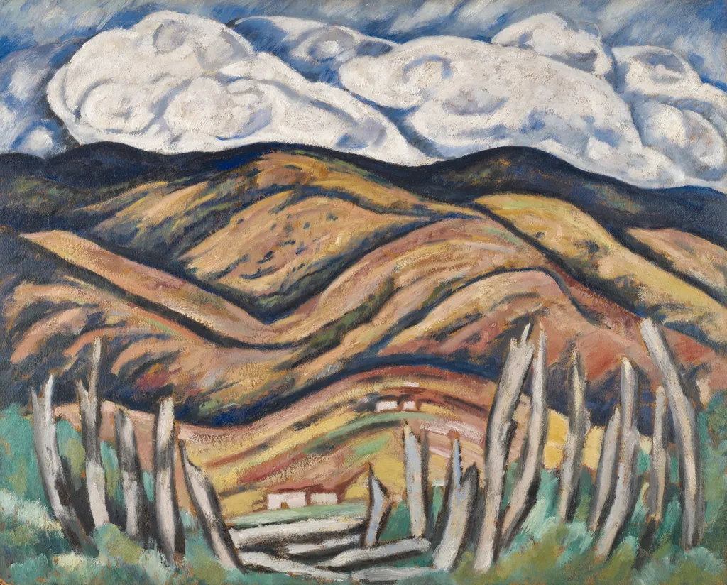 The Last of New England—The Beginning of New Mexico, by Marsden Hartley, oil, 1918