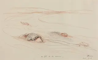 Au fil de la marne, by Jean-Louis Forain, graphite, 1918