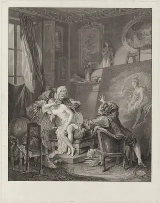 Le modèle honnête, by Jean-Baptiste Blaise Simonet, ink, 1770