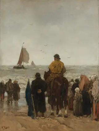 Aankomst der boten, by Jacob Maris, unspecified, 1884