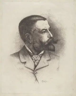 Self-Portrait, by Thomas Nast, ink, 1884