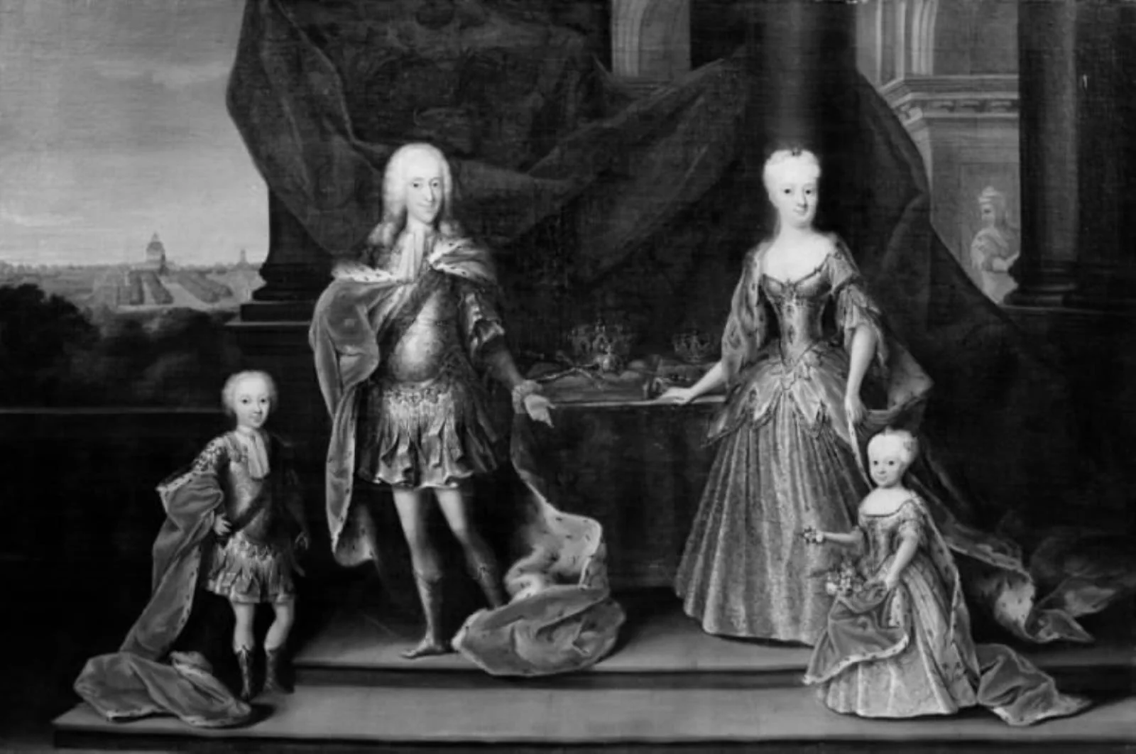 Kong Christian VI med familie, detail