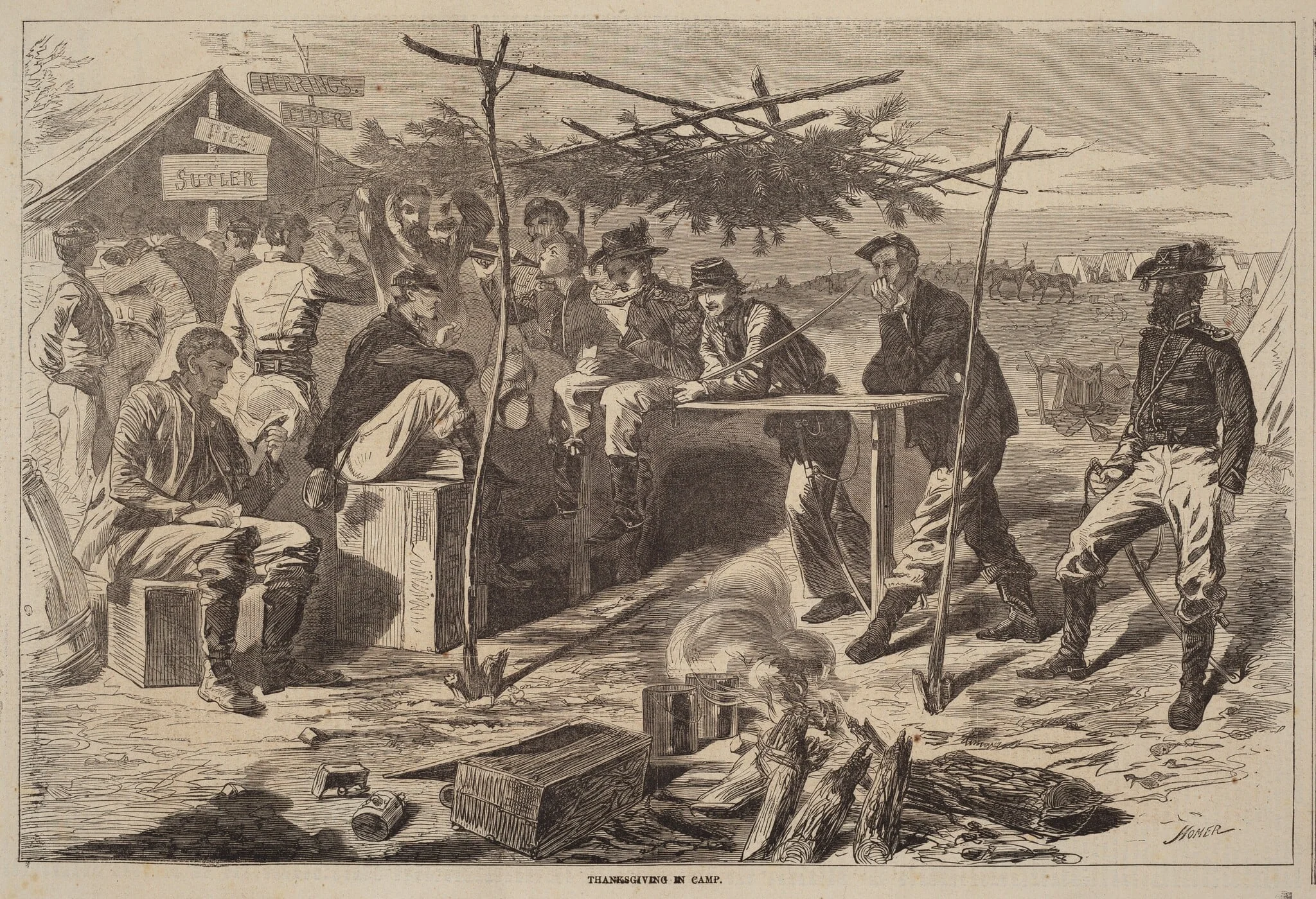 Thanksgiving in Camp, detail