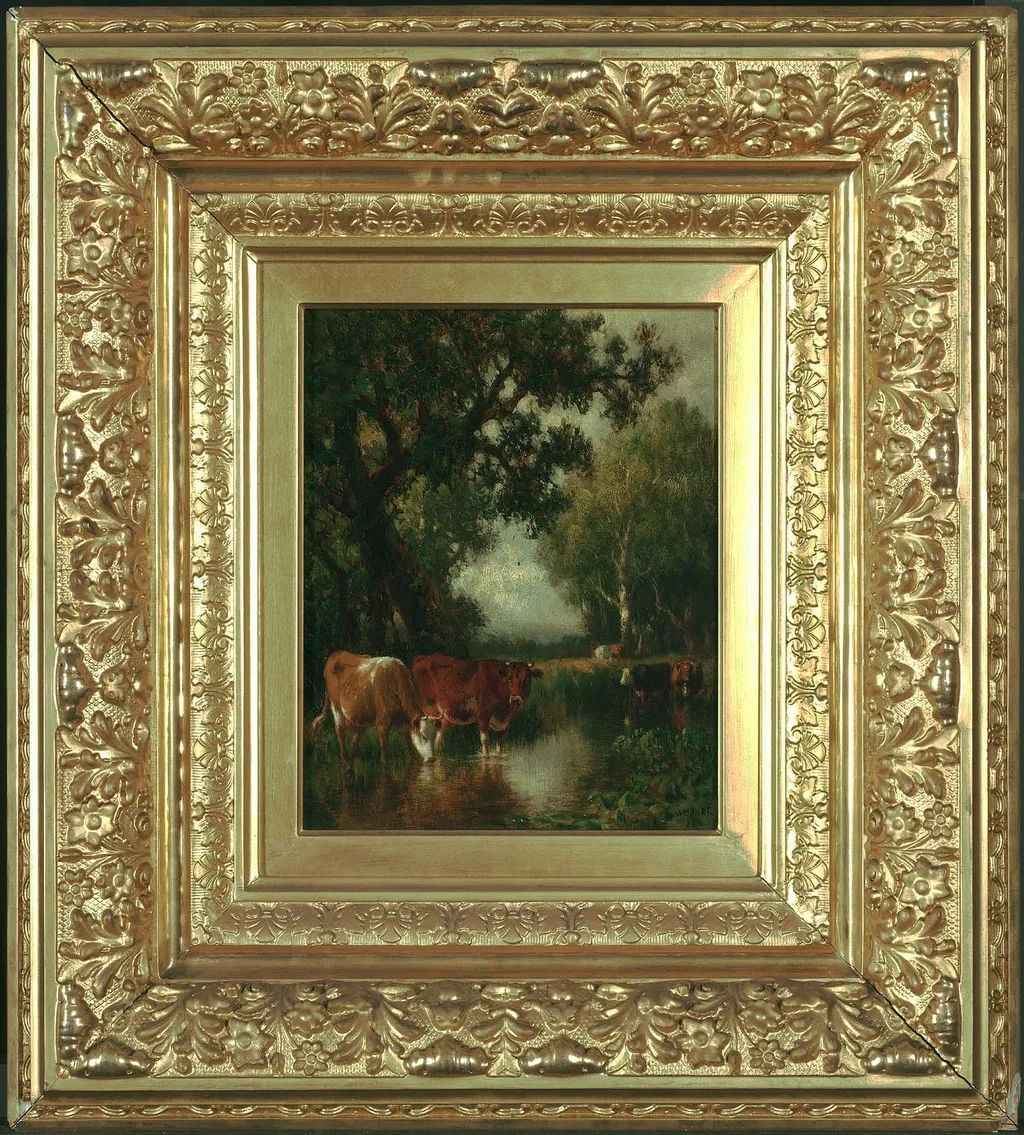 Cows Drinking at a Pool, by William Hart, oil, 1894