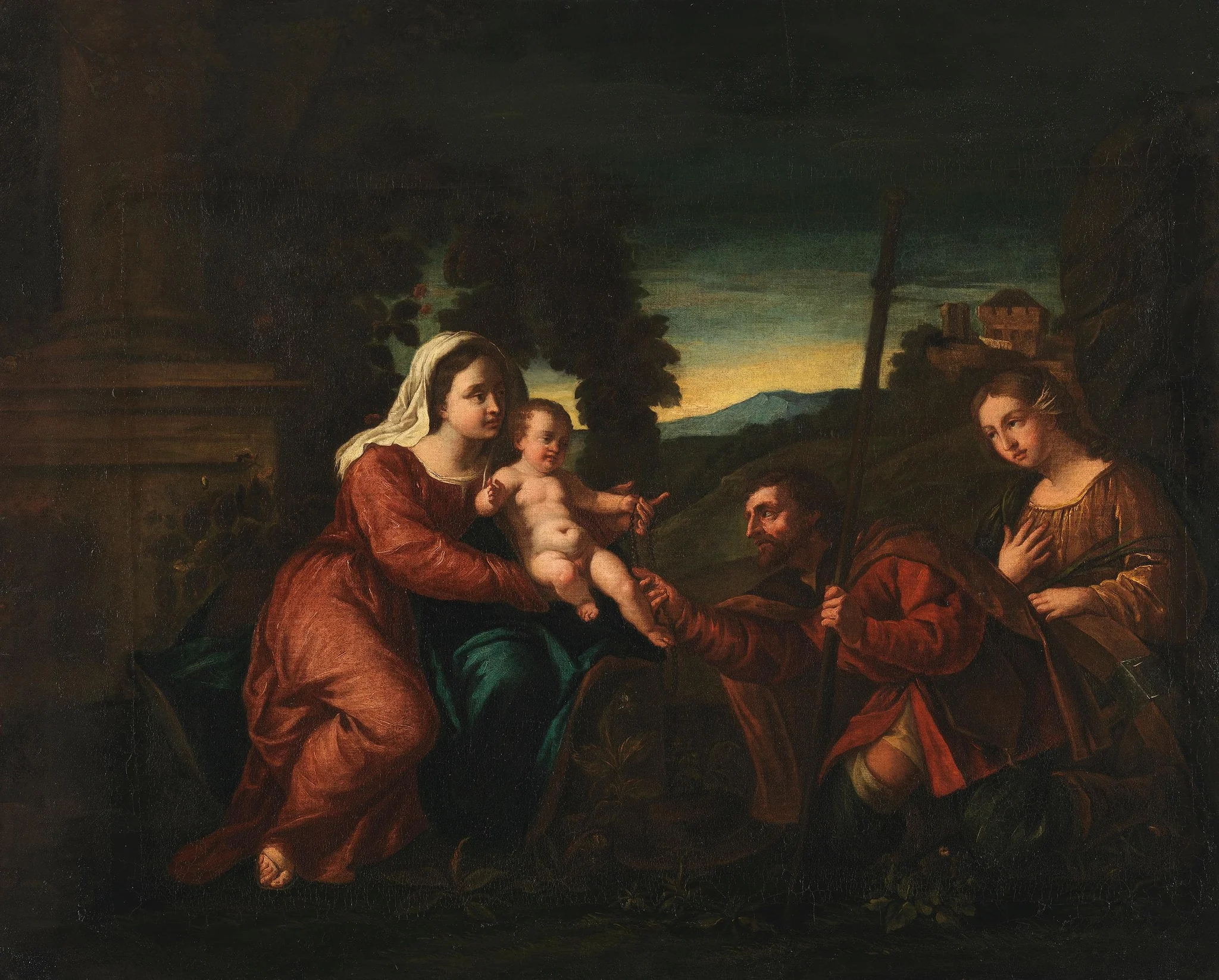 Madonna and Child with Saints Roche and Mary Magdalene, detail