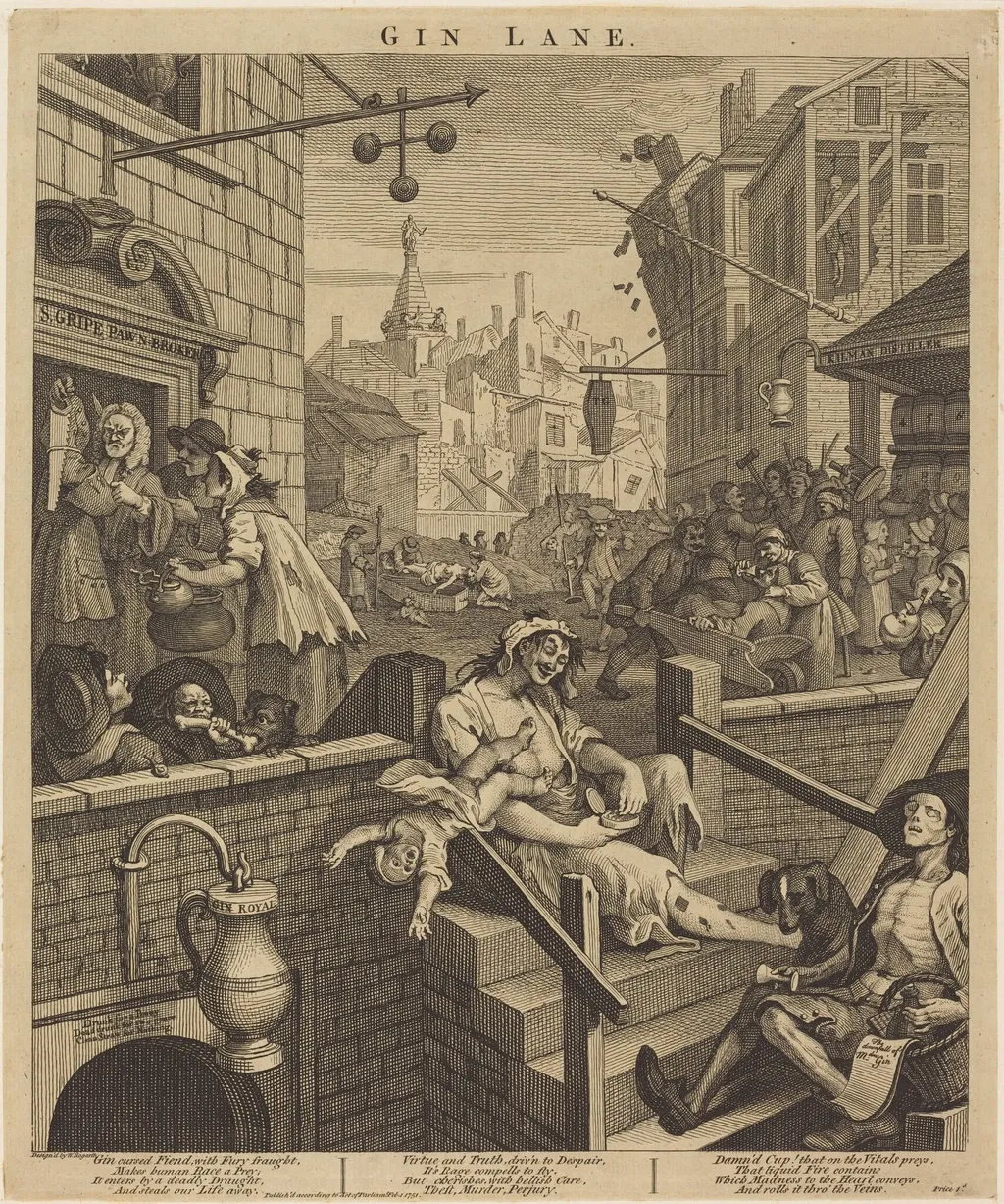 Gin Lane, by William Hogarth, ink, 1751