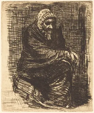 Old Woman Seated (La vieille femme assise), by Alphonse Legros, ink, 1874