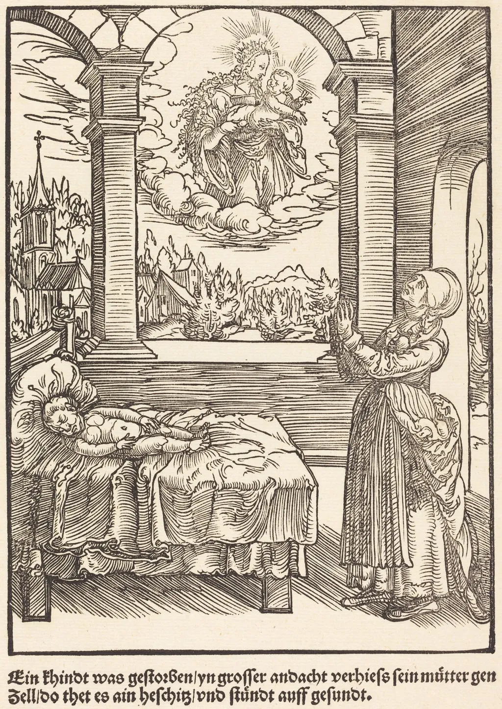 Ein Khindt was gestorben ..., by Master of the Miracles of Mariazell, ink, 1503