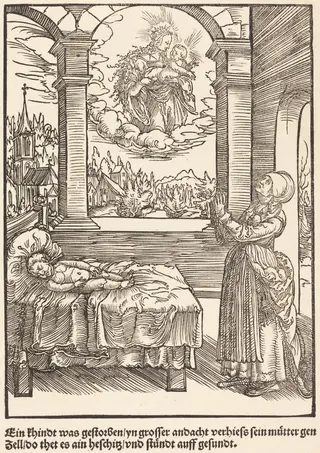 Ein Khindt was gestorben ..., by Master of the Miracles of Mariazell, ink, 1503