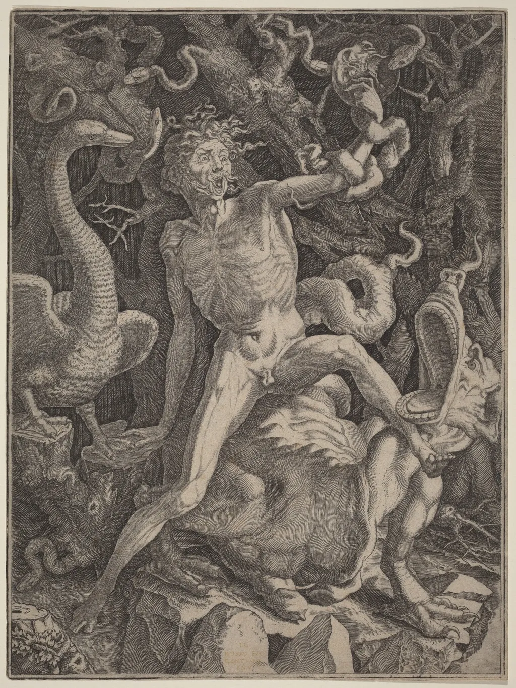 Fury, by Gian Jacopo Caraglio, ink, 1525