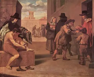 The works of mercy, by Pierre Montallier, oil, 1690