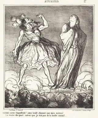 La Femme a barbe, by Honoré Daumier, ink, 1867