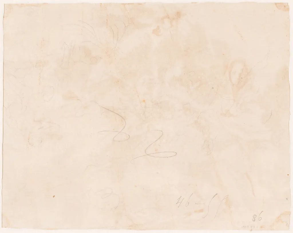 Sketch for the Flight into Egypt [verso], by Giovanni Domenico Tiepolo, graphite, 1752