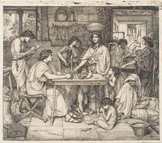Joseph distributes corn, by Edward John, Sir Poynter, 1864