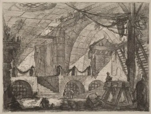 The Sawhorse, by Giovanni Battista Piranesi, ink, 1754