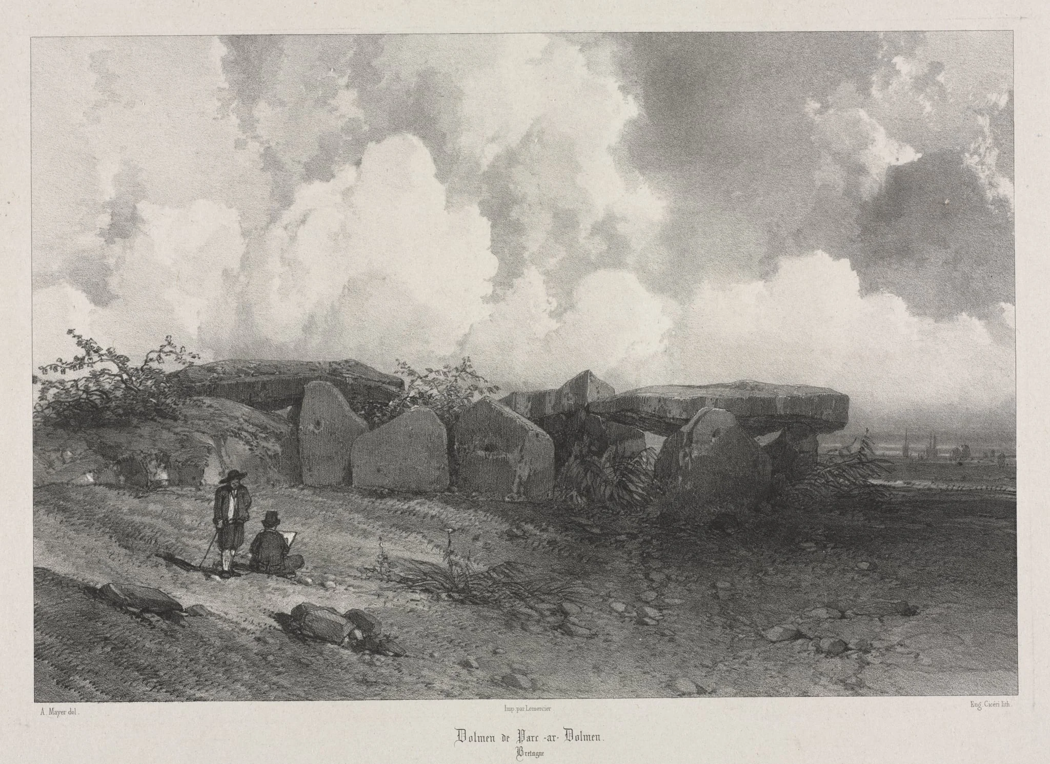 Voyages pittoresques et romantiques dans l'ancienne France: Bretagne: Dolmen de Parc-ar-Colmen, detail