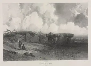 Voyages pittoresques et romantiques dans l'ancienne France: Bretagne: Dolmen de Parc-ar-Colmen, by Eugène Cicéri, 1845