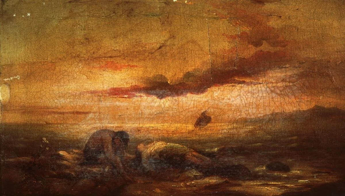 Lover laments the death of his beloved, detail