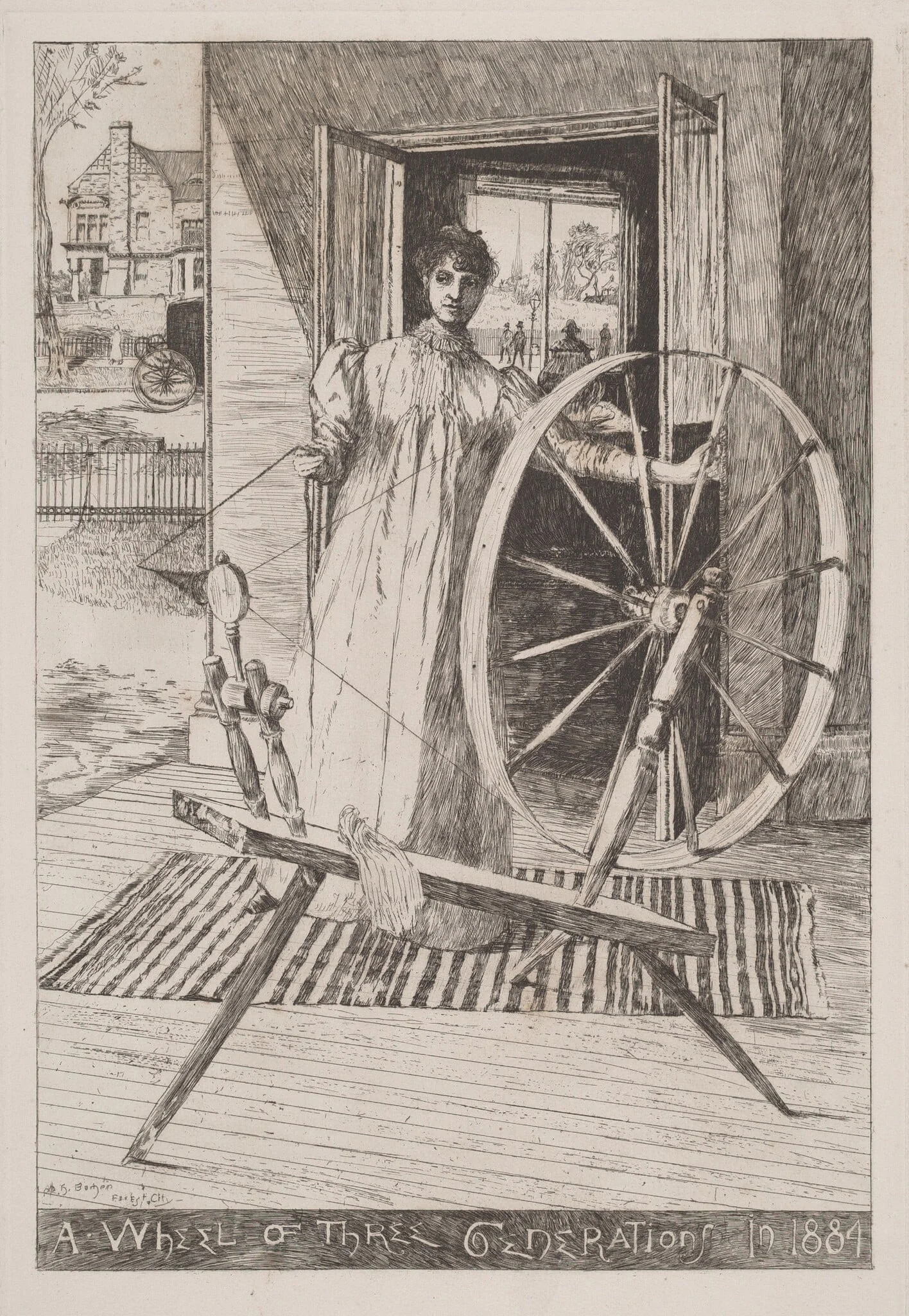 At the Spinning Wheel, detail