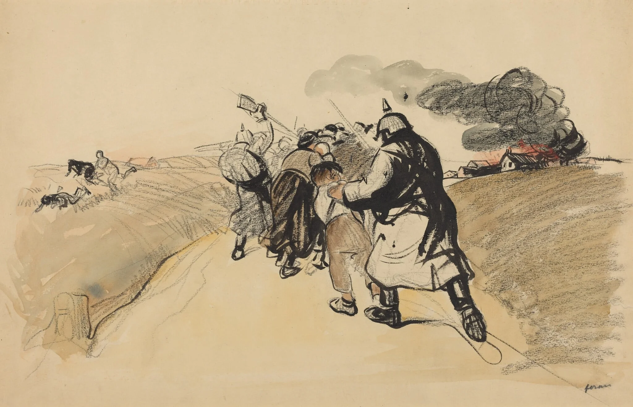 German Raid on a Village, detail