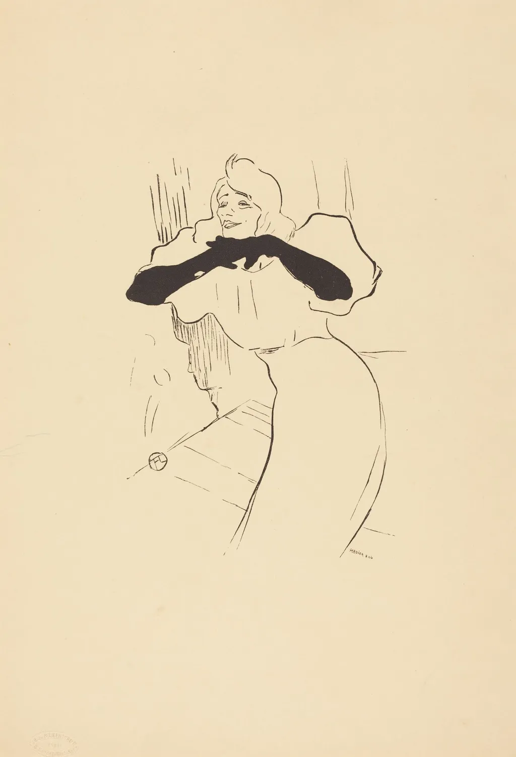 Yvette Guilbert: Linger, Longer, Loo, by Henri de Toulouse-Lautrec, 1882