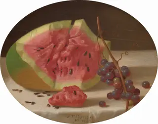 Watermelon and Grapes, by John F. Francis, oil, 1863