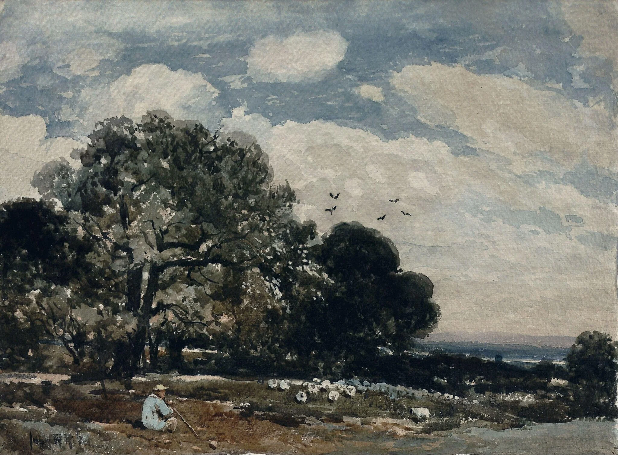 Landscape with Shepherd and Flock, detail